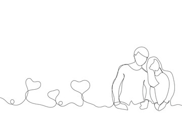 Sketch love concept minimal couple in love drawing line art couple lovely drawn together line love concept with white ioslated background. Abstract,vector,illustration.