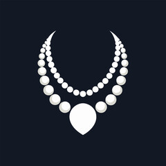 Obraz premium A simple, elegant design featuring a pear-shaped pendant on a double strand of pearls, Design a minimalist logo featuring a timeless pearl necklace