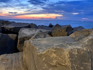 sunset and rocks