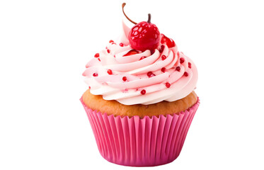 cupcake with cherry isolated on transparent background PNG high quality 