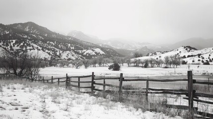 Fototapeta premium Black And White Landscape Photograph Of A Valley