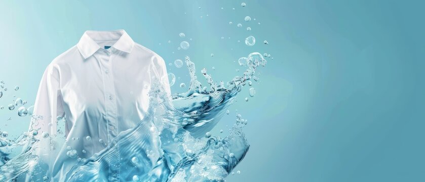 White Shirt Splashing In Blue Water