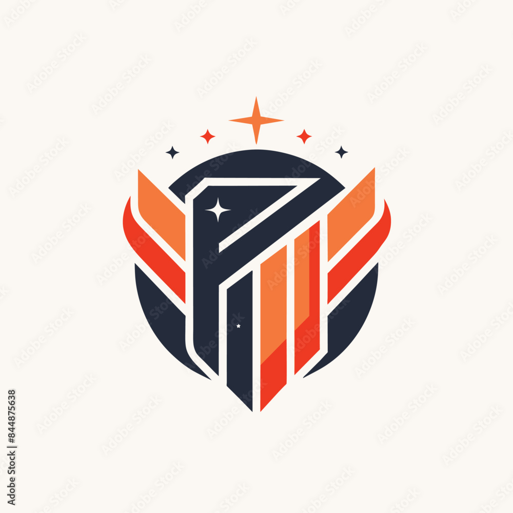 Poster a logo design created using typography, featuring a shield with wings and stars, experiment with typ