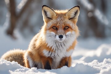 Red Fox in Winter Wonderland: A Vivid Study in Survival