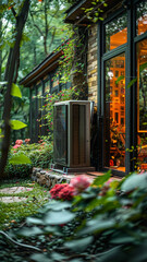 Heat Pump in Manicured Garden