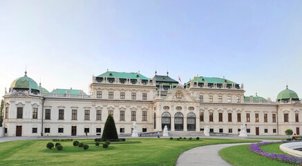 Naklejka premium Exterior view of the Upper Belvedere Palace in Vienna, Austria. The Belvedere is a baroque palace complex build as a summer residence for Prince Eugene of Savoy.