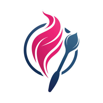 recommend clip art: A pink silhouette of a makeup brush in a circle, Graphic silhouette of a beauty tool or accessory