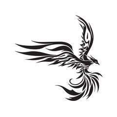 Obraz premium black and white tattoo vector artwork of a Flying Bird