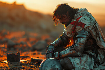 Crusader Knight in Solemn Prayer