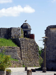 Hiers-Brouage in Charente-Maritime. Stone and water Royal City. The ruins of the city gate with a...