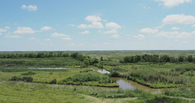 Charentais marshes in the Bay de Brouage in Charente-Maritime between Marennes and Rochefort facing the Royal Citadel of Hiers-Brouage

