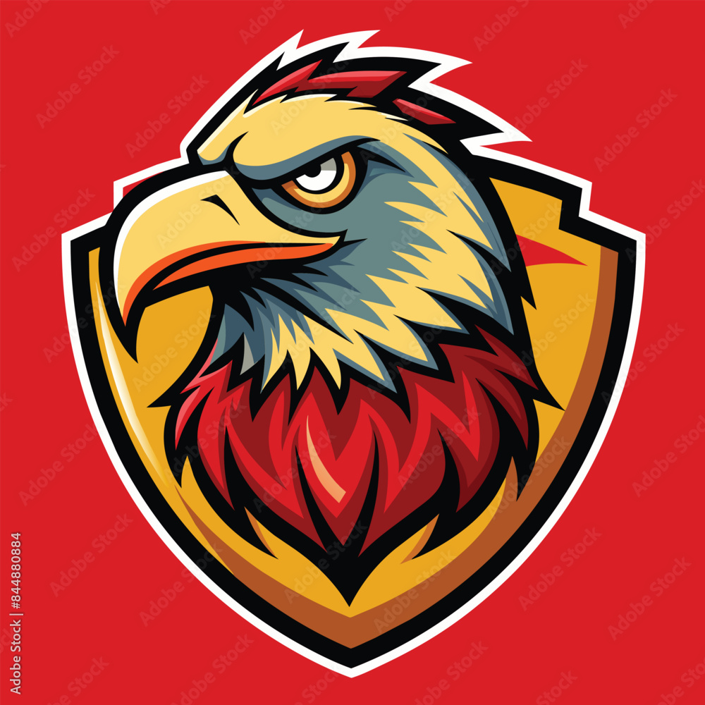 Sticker A vector illustration of a retro eagle mascot logo, featuring a detailed head and a red, white, and blue color scheme, Retro Eagle Mascot Logo Vector