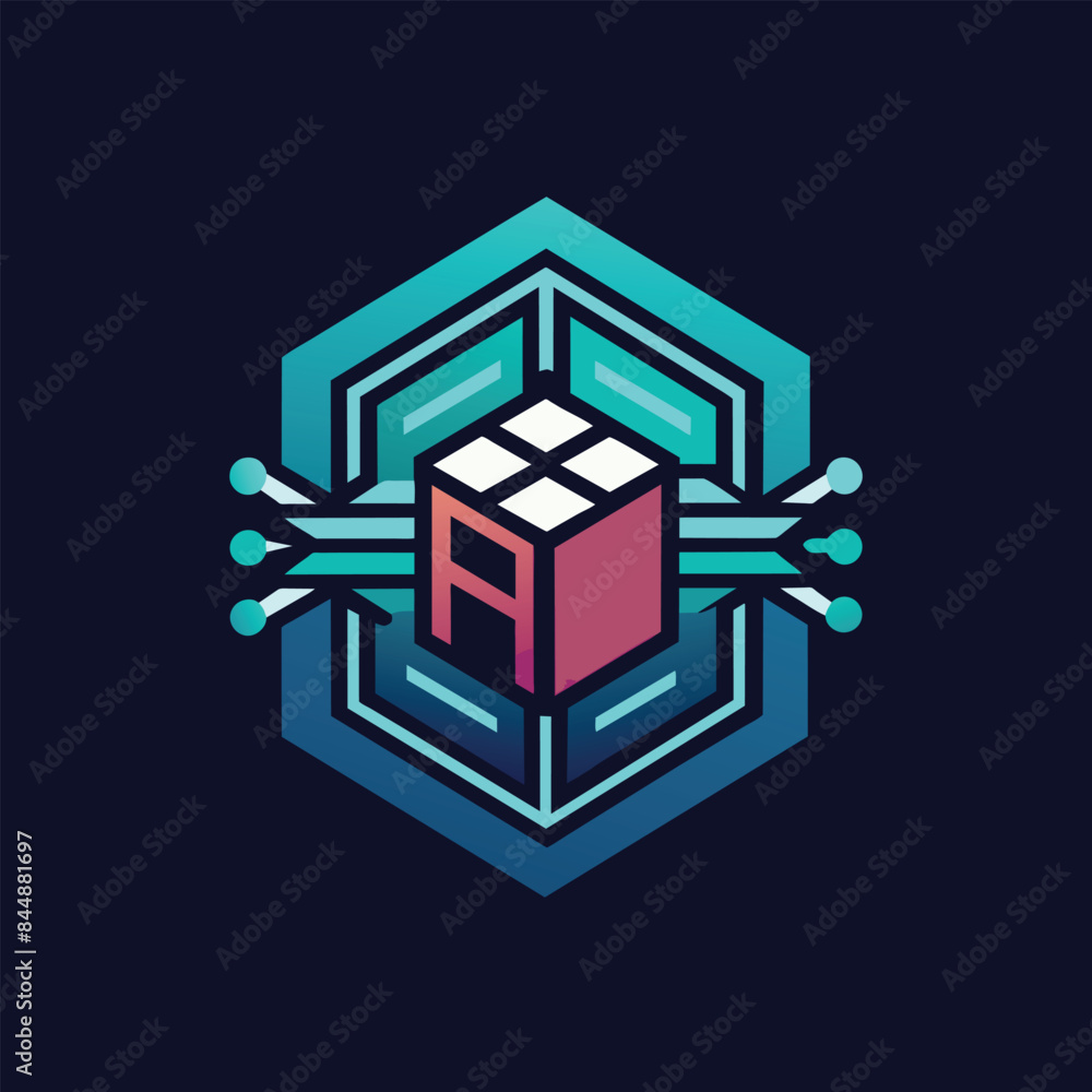 Poster a modern, sleek logo design featuring a stylized cat with a gradient color scheme for an ai technolo