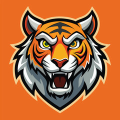 Obraz premium A vector illustration of a fierce tiger head mascot logo, tiger animal mascot head logo vector illustration