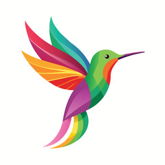 Obraz premium A vibrant and colorful hummingbird design, created using a minimalist style, Vibrant and colorful hummingbird design