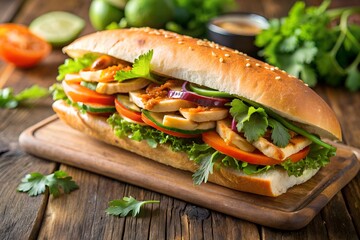 Sandwich with ham and vegetables