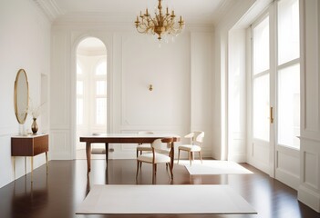 white and gold theme modern interior
