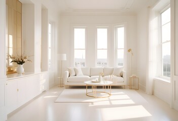 white and gold theme modern interior
