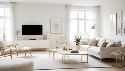 white and gold theme modern interior