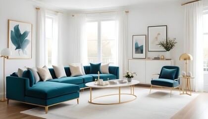 white and gold theme modern interior