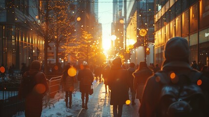 Close-Up of Modern Urban City Walk and Skyline with Ample White Space Highlighting Business and Finance Themes