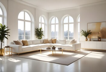 white and gold theme modern interior