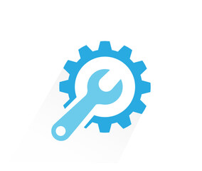 Gear and wrench icon design stock illustration