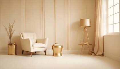 white and gold theme modern interior