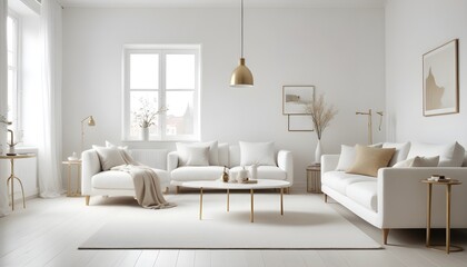 white and gold theme modern interior