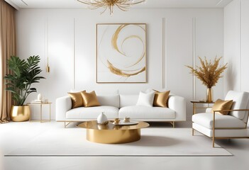 white and gold theme modern interior