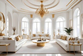 white and gold theme modern interior