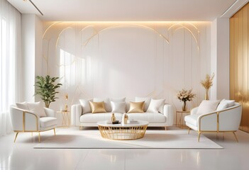 white and gold theme modern interior