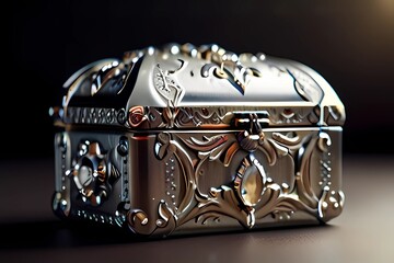 Jewelry box. Jewelry silver box, magic light
