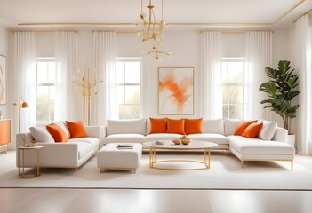 Fototapeta premium white and gold theme modern interior