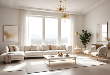 white and gold theme modern interior