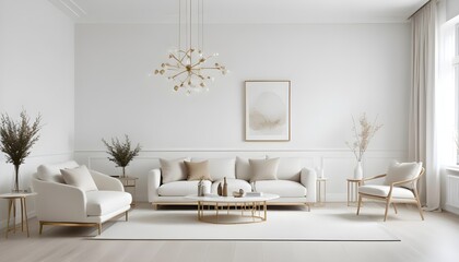 white and gold theme modern interior