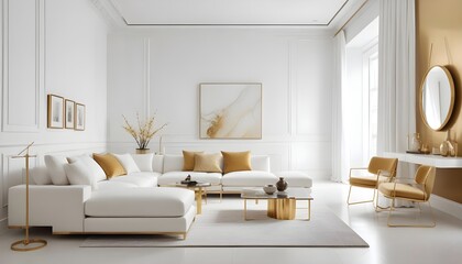 white and gold theme modern interior