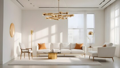 white and gold theme modern interior