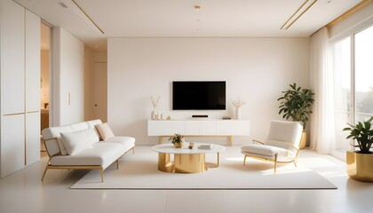 white and gold theme modern interior