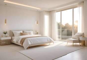 white and gold theme modern interior