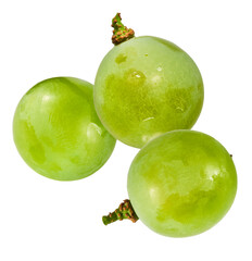 Fresh green grape falling in the air isolated on white background. High resolution image.