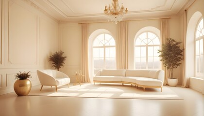 white and gold theme modern interior