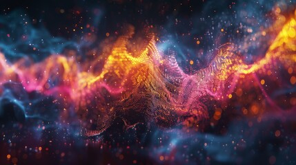 Obraz premium Abstract Digital Art With Vibrant Color Swirls and Glowing Particles