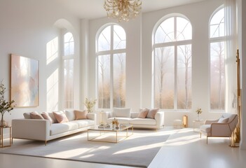 white and gold theme modern interior