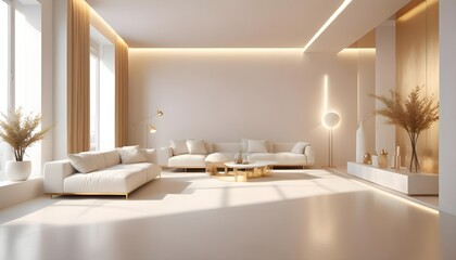 white and gold theme modern interior