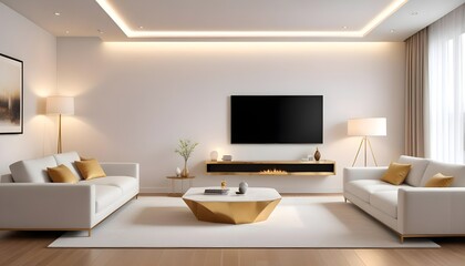 white and gold theme modern interior