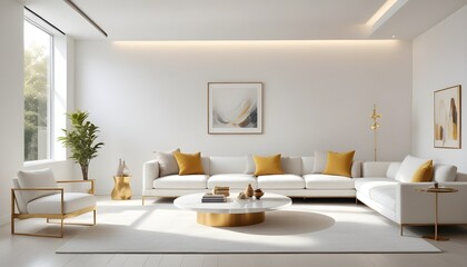 white and gold theme modern interior