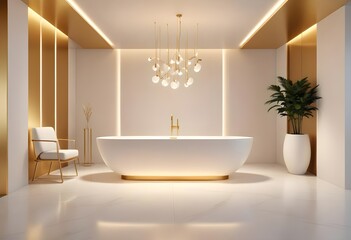 white and gold theme modern interior