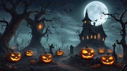 halloween background with pumpkins
