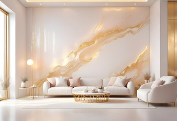 white and gold theme modern interior